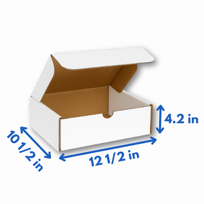12 1/2" x 10. 1/2" x 4.2" White Boxes 25ct